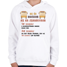 PRINTFASHION Az én szabályaim - Gyerek kapucnis pulóver - Fehér gyerek pulóver, kardigán