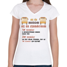PRINTFASHION Az én szabályaim - Női V-nyakú póló - Fehér női póló