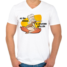 PRINTFASHION Az én uram - Férfi V-nyakú póló - Fehér férfi póló