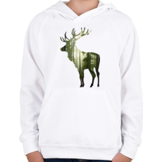 PRINTFASHION Az erdők királya - Gyerek kapucnis pulóver - Fehér