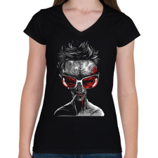 PRINTFASHION Az idegen - Női V-nyakú póló - Fekete női póló