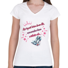 PRINTFASHION Az igazi bombanők novemberben születnek. - Női V-nyakú póló - Fehér