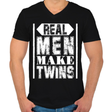 PRINTFASHION Az igazi férfiak - Férfi V-nyakú póló - Fekete férfi póló