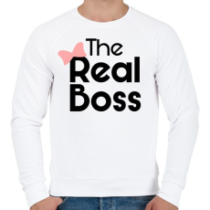 PRINTFASHION Az igazi főnök! - Férfi pulóver - Fehér