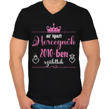 PRINTFASHION Az igazi hercegnők - Évszámmal - Férfi V-nyakú póló - Fekete férfi póló