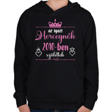 PRINTFASHION Az igazi hercegnők - Évszámmal - Gyerek kapucnis pulóver - Fekete
