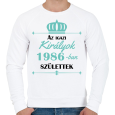 PRINTFASHION Az igazi királyok - Évszámmal - Férfi pulóver - Fehér