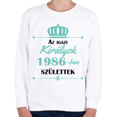 PRINTFASHION Az igazi királyok - Évszámmal - Gyerek pulóver - Fehér