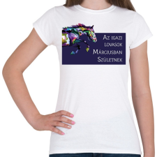 PRINTFASHION Az igazi lovasok - Hónappal - Női póló - Fehér női póló