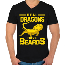 PRINTFASHION Az igazi sárkányoknak van szakálla - Férfi V-nyakú póló - Fekete férfi póló