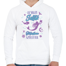 PRINTFASHION Az igazi sellő - Hónappal - Férfi kapucnis pulóver - Fehér