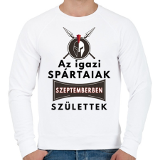 PRINTFASHION Az igazi Spártaiak Szeptemberben születtek! - Férfi pulóver - Fehér férfi pulóver, kardigán