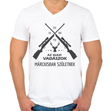 PRINTFASHION Az igazi vadászok - Férfi V-nyakú póló - Fehér