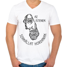 PRINTFASHION Az istenek szakállat hordanak - Férfi V-nyakú póló - Fehér