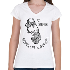 PRINTFASHION Az istenek szakállat hordanak - Női V-nyakú póló - Fehér