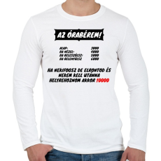 PRINTFASHION AZ ÓRABÉREM - Férfi hosszú ujjú póló - Fehér