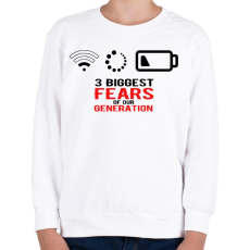 PRINTFASHION Az új generáció legnagyobb félelmei - Gyerek pulóver - Fehér