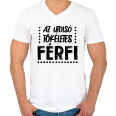 PRINTFASHION Az utolsó tökéletes férfi - Férfi V-nyakú póló - Fehér
