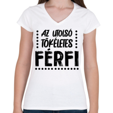 PRINTFASHION Az utolsó tökéletes férfi - Női V-nyakú póló - Fehér