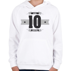 PRINTFASHION b-day-10-dark-lightgrey - Gyerek kapucnis pulóver - Fehér