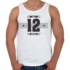 PRINTFASHION b-day-12-dark-lightgrey - Férfi atléta - Fehér