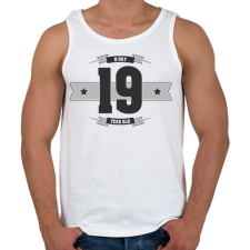 PRINTFASHION b-day-19-dark-lightgrey - Férfi atléta - Fehér atléta, trikó