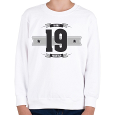 PRINTFASHION b-day-19-dark-lightgrey - Gyerek pulóver - Fehér