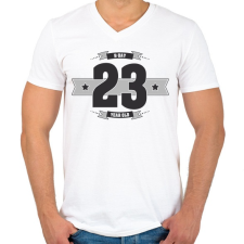 PRINTFASHION b-day-23-dark-lightgrey - Férfi V-nyakú póló - Fehér férfi póló