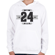 PRINTFASHION b-day-24-dark-lightgrey - Gyerek kapucnis pulóver - Fehér