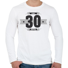 PRINTFASHION b-day-30-dark-lightgrey - Férfi hosszú ujjú póló - Fehér férfi póló