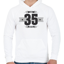 PRINTFASHION b-day-35-dark-lightgrey - Férfi kapucnis pulóver - Fehér férfi pulóver, kardigán