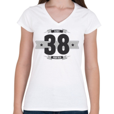 PRINTFASHION b-day-38-dark-lightgrey - Női V-nyakú póló - Fehér