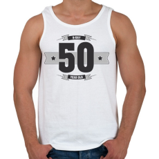 PRINTFASHION b-day-50-dark-lightgrey - Férfi atléta - Fehér