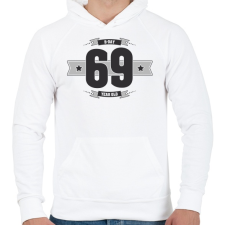 PRINTFASHION b-day-69-dark-lightgrey - Férfi kapucnis pulóver - Fehér férfi pulóver, kardigán