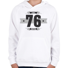 PRINTFASHION b-day-76-dark-lightgrey - Gyerek kapucnis pulóver - Fehér gyerek pulóver, kardigán