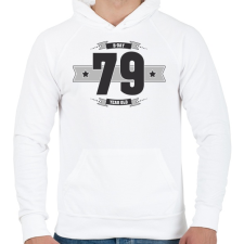 PRINTFASHION b-day-79-dark-lightgrey - Férfi kapucnis pulóver - Fehér férfi pulóver, kardigán