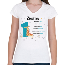 PRINTFASHION Baba adatok (fiú) - Női V-nyakú póló - Fehér női póló