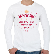 PRINTFASHION Baba adatok - Kislány - Férfi hosszú ujjú póló - Fehér férfi póló