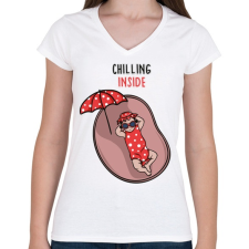 PRINTFASHION Baba Chill - Női V-nyakú póló - Fehér női póló