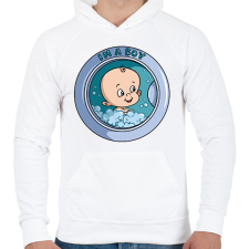 PRINTFASHION Baba érkezik - Férfi kapucnis pulóver - Fehér férfi pulóver, kardigán