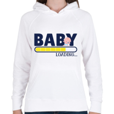 PRINTFASHION Baba érkezik - Női kapucnis pulóver - Fehér női pulóver, kardigán