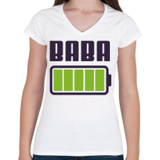 PRINTFASHION Baba feltöltve - Női V-nyakú póló - Fehér