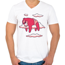 PRINTFASHION Baba Lajhár - Férfi V-nyakú póló - Fehér