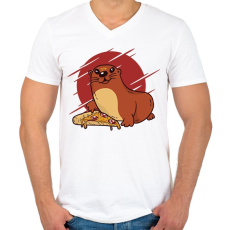 PRINTFASHION Baba vidra - Férfi V-nyakú póló - Fehér