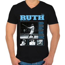 PRINTFASHION Babe Ruth - baseball - Férfi V-nyakú póló - Fekete férfi póló
