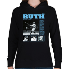 PRINTFASHION Babe Ruth - baseball - Női kapucnis pulóver - Fekete női pulóver, kardigán