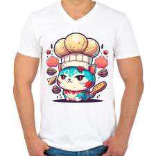 PRINTFASHION Baby cat - Férfi V-nyakú póló - Fehér férfi póló