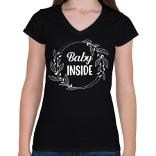PRINTFASHION Baby inside - White - Női V-nyakú póló - Fekete női póló