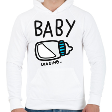 PRINTFASHION Baby loading - Férfi kapucnis pulóver - Fehér férfi pulóver, kardigán
