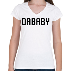 PRINTFASHION Baby On Baby - Női V-nyakú póló - Fehér